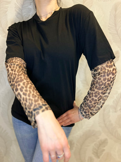 T-shirt pizzo leopardato